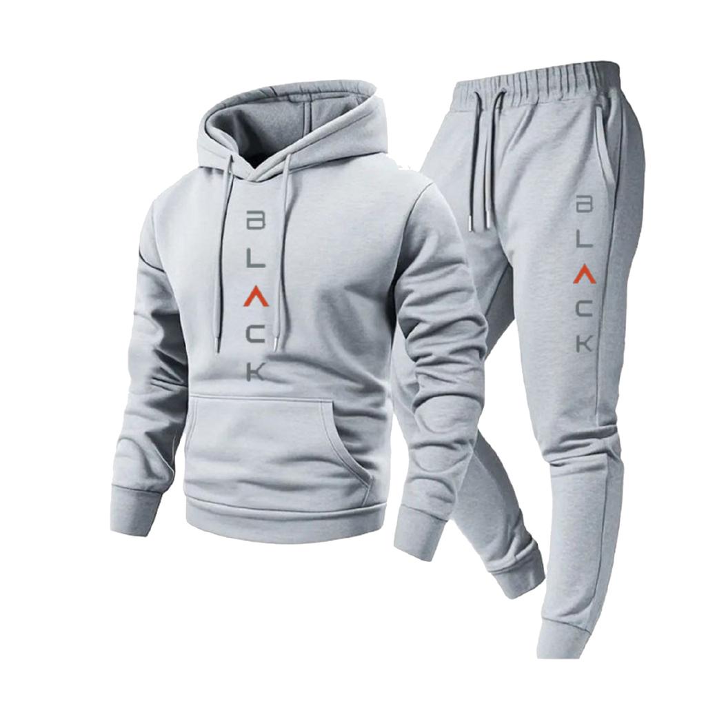 Conjunto de Sudadera Casual para Hombre de Color Sólido con Estampado de Letras, Conjunto de Dos Piezas de Sudadera con Capucha y Cordón y Pantalón de Chándal de Forro Polar para Hombre