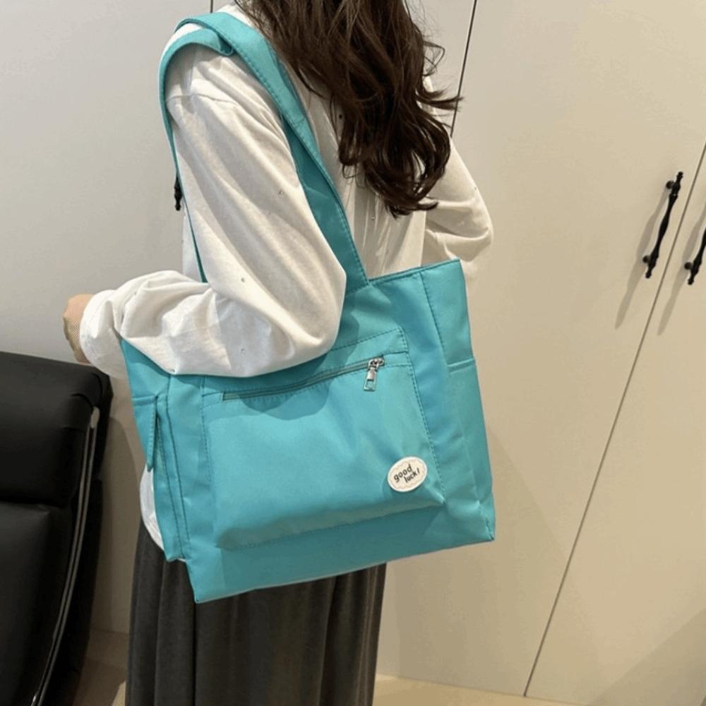 Light Weight Large Capacity Tote Bag Solid Color Student Handbag Trendy Women's Shoulder Bag  Girls