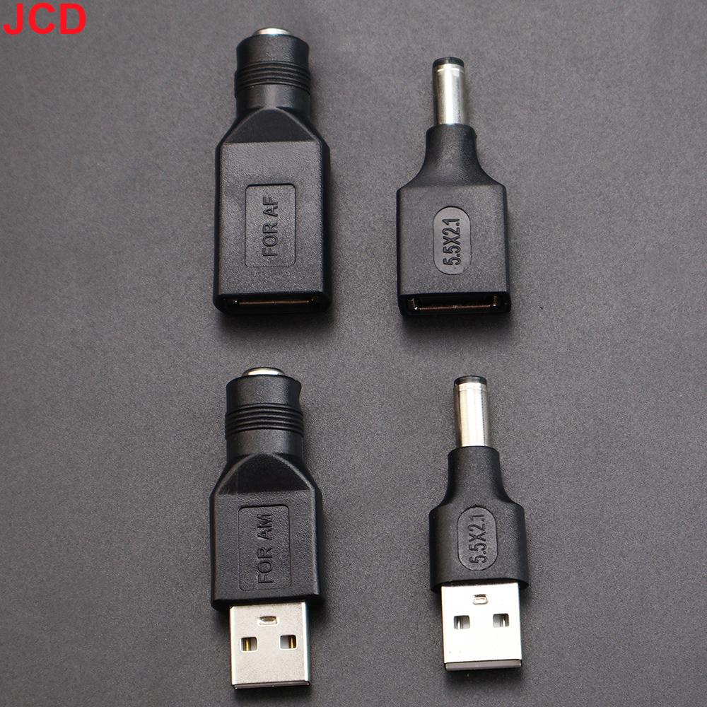 JCD 5pcs 5.5*2.1mm Female Jack Socket to USB 2.0 Type A Male Plug DC Connector 5V Power Plugs Adapter for Laptop