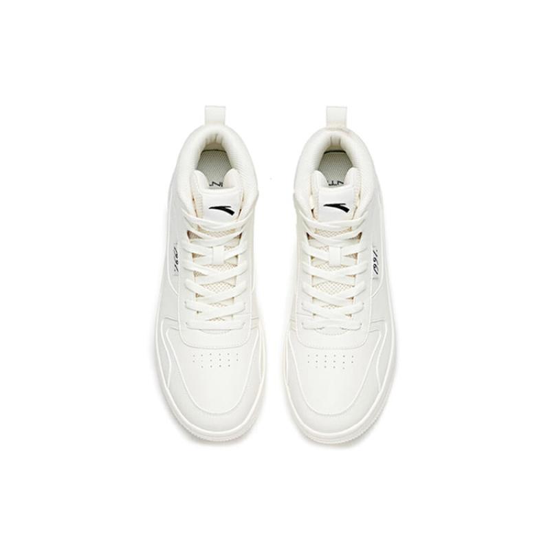 Anta Life Collection Slip-Resistant Cushioning Wear-Resistant Mid-Top Skateboard Shoes Women's Pure White Sneakers 922038010-1
