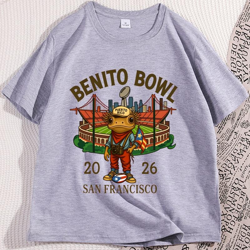 Benito Bowl T Shirt Puerto Rico Coqui Frog Tee Shirt Football Printed Graphic T Shirts Casual Short Sleeve Comfortable Tees