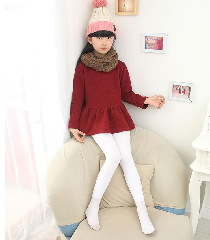 Children's 900D Dragon Claw Hair Ballet Dance Pantyhose - Autumn & Winter Thickened White Tights