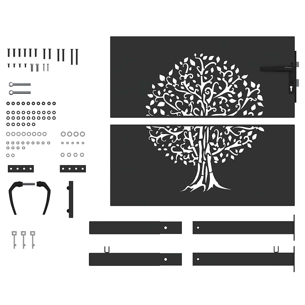 Garden Gate Black 110 X 105 Cm Powder Coated Steel