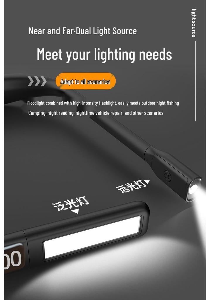 Digital Display Neck-Hanging Eye Protection Lamp for Reading, Camping, and Outdoor Use