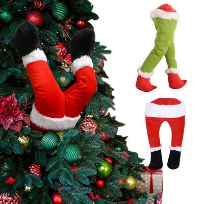 Décoration d'Arbre de Noël Jambes de Père Noël Peluche Décor de Porte Père Noël Jambe d'Elfe Décor de Noël Pour la Maison Ornements à Suspendre 2025