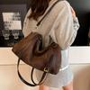 Borsa a spalla Hobo in camoscio opaco con cerniera Borsa a mano Monocolore Vintage in PU Borsa a tracolla Stile coreano Grande capacità Borsa tote da donna Bambini