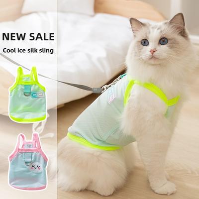 Cat Spring and Summer Thin Breathable and Cool Ice Silk Suspender Vest Small Dog Hairless Cat Pet Clothes