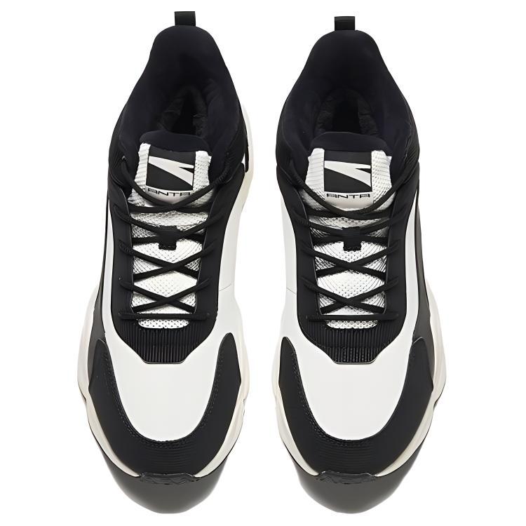 Anta Round Toe Lace-Up Shock Absorbing Wear-Resistant Low-Top Sports Casual Shoes Women Sneakers Black White 922358984-4