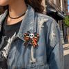 Zinc Zinc Alloy Bow Brooch Plaid Design Enamel Pin Punk Dark Skull Brooch DIY Clothing