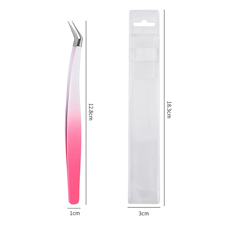 Eyelash Tweezers Extension Gradient Rose Red Stainless Steel Superhard Tweezers With Fiber Tips High Precision Ant-Static Tweez