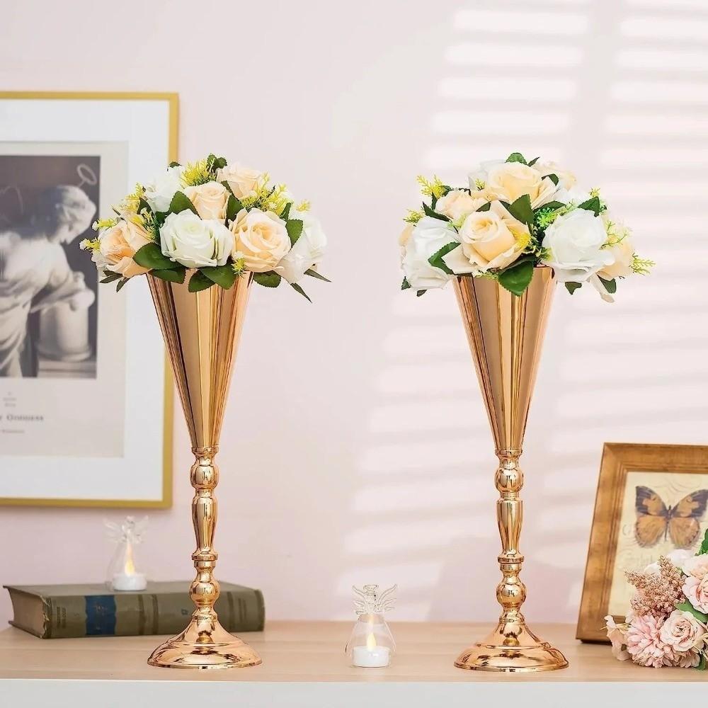 Golden Silver Wedding Flower Vases European Style Centerpiece Vases Elegant Candle Holder  Holiday