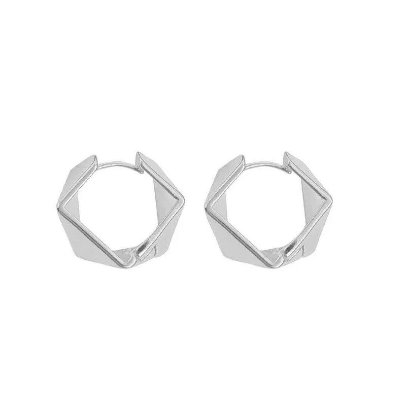 PONYKISS  Серьги-кольца из стерлингового серебра, витые, неправильной формы, квадратные, для женщин, минималистичные, модные, тонкие, французские аксессуары