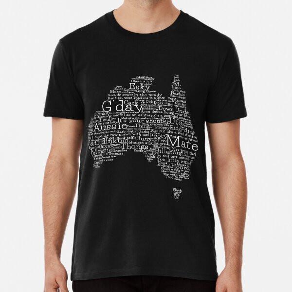

Black and White Australian Slang Map Premium S to 5XL Made in the AU/USA T-Shirt L
