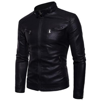 Männer Herbst Ledermantel Junge Casual Motorrad Lederjacke