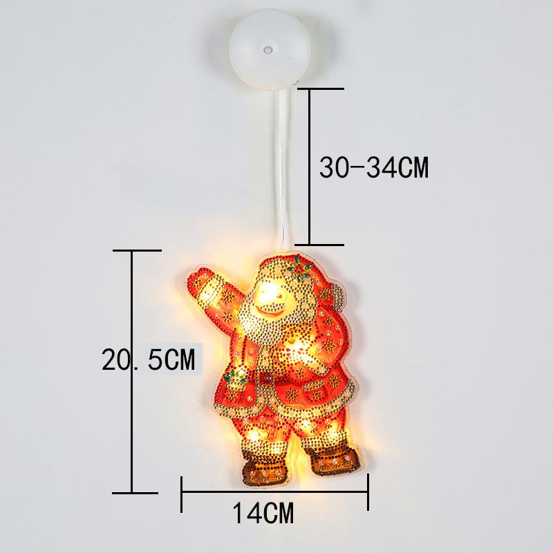 Led Suction Cup Light Diamond Painting, Christmas Tree Elderly Holiday Window Decoration Hanging Painting, Point Diamond Shape Hanging Light
