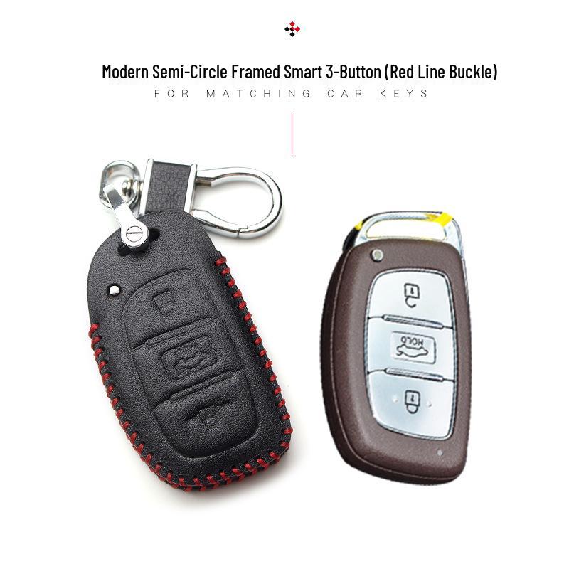 Hyundai Genuine Leather Key Case for Santa Fe, ix35, Mistra, Elantra, Reina, Veloster, Sonata
