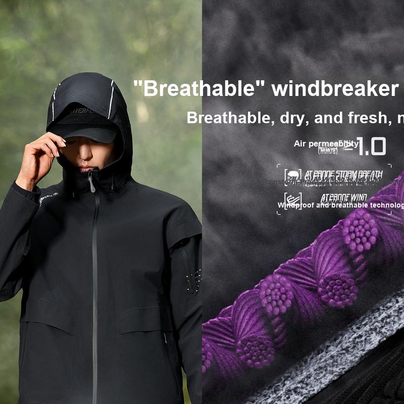 Li Ning CF Su Wan Long Jia Série Cor Sólida Com Capuz Casual Outdoor Caminhada Impermeável Corta-Vento Jaqueta Unissex Verde Deserto AEMU047-1