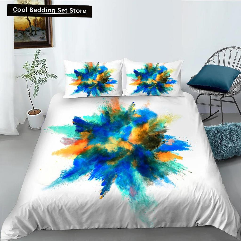 Comforter 3D Tie Dye King Queen Colorful Splash Ink Style Bedding Set For Kids Teens Adults Modern Art Polyester