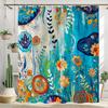 Colorful tree flower shower curtain fabric bathroom decoration with 12 hooks 180x 180cm bathtub shower curtain