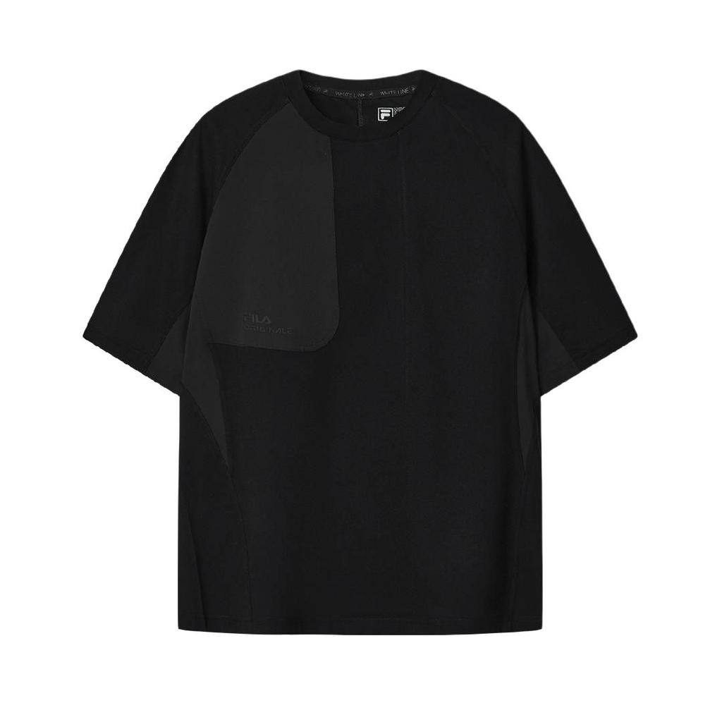 FILA Original Loose Fit Color Block Round Neck Pullover Short Sleeve T-Shirt Men tops F11M629116F-BK