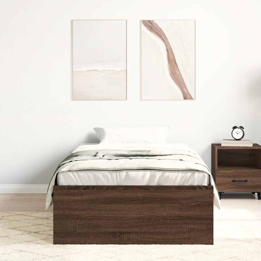 Brown Oak Effect Bed Frame 90 x 200 cm