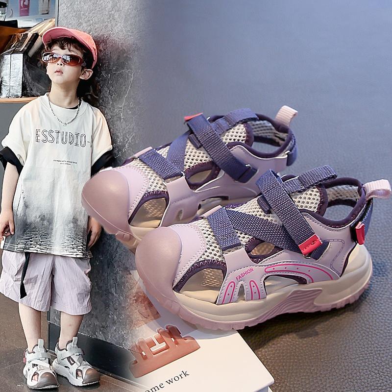 Children's Baotou Sandals Summer New Boys' Sports Beach Shoes Breathable Soft Bottom Outdoor Girls' River Tracing Shoes