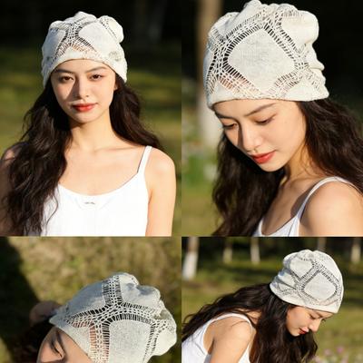 Women'S Large Headband - Casual Fluffy Hat, Lightweight Japanese Artistic Cold-Proof Hat, Suitable For Spring And Summer, Facial Beauty