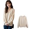 Vmiutyer LLOP Gebreide Lange Gescheurde Volumineuze Losse Effen Dames Trui, V-hals, Mouw, Gebreid, Mouwen, Pasvorm, Kleur, Eenvoudig, Schattig, Herfst/Winter