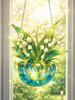 Lily of the Valley Green Suncatcher, Window Art Hanging Decor, Acrylic Light Catcher for Home Garden Unique Floral Ornament Gift