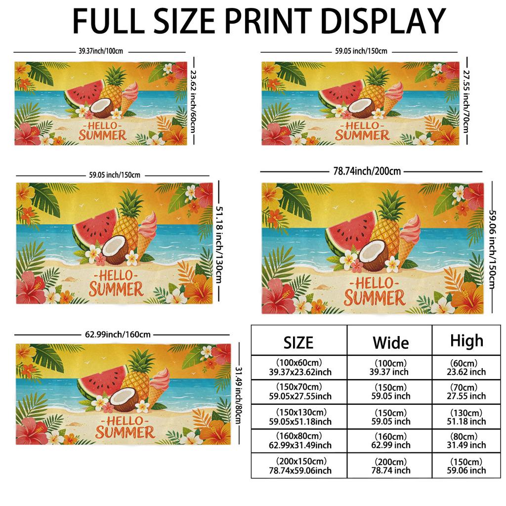 Summer Fruits Print Towel Sports Quick-Drying Super Absorbent Camping Towel Soft Lightweight Gym Swimming Yoga Beach Towel
