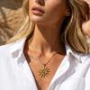 European and American Personalized Sun Pendant Titanium Steel Necklace 18k Gold Collarbone Chain Light Luxury Non-fading Stainless Steel Collarbone 