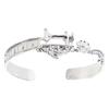 Sewing Machine Cuff Bracelet Adjustable Open Alloy Bangle with Tape Measure Scroll Detail Gift Jewelry for Sewing Lovers