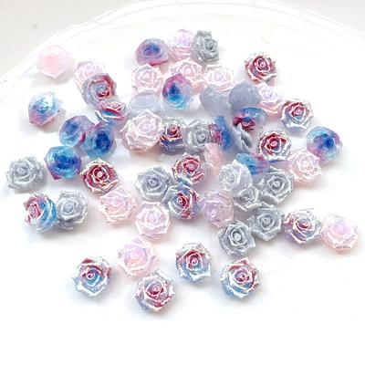 50Pcs10mm Beautiful Soft Resin Flowers Flat Back Scrapbook Diy Jewelry Making Accessories Nail Art Deco Flowers