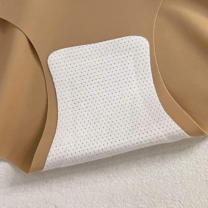 Korean Style Seamless Mid-Waist Women's Thongs: Ice Silk, Antibacterial, Skin-Friendly, Solid Color