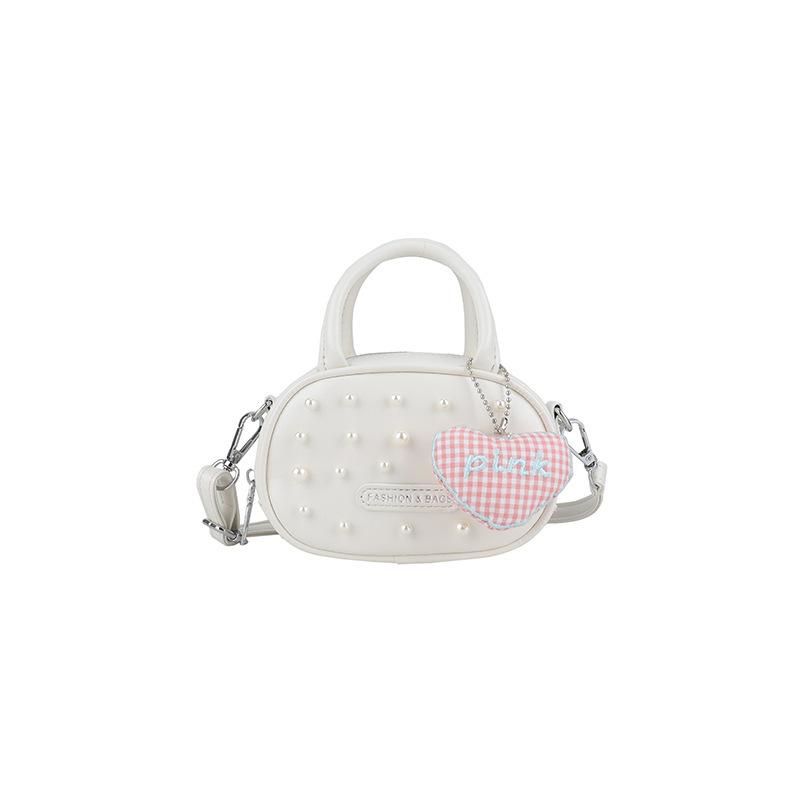 

Single-shoulder Bag with Fashionable Heart-shaped Pendant, Baby Handbag, Zero Wallet for Children, Children s Bag білий