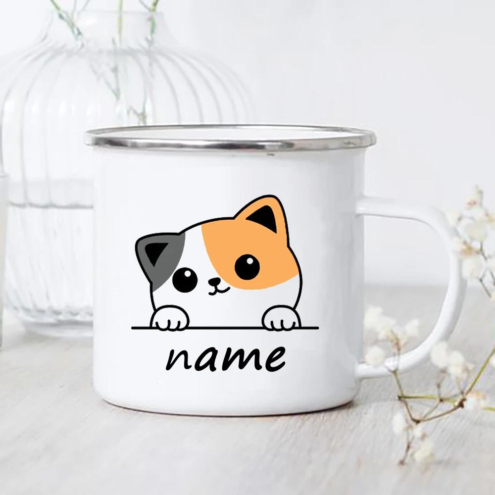 

Cartoon Panda Dog Customized Enamel Coffee Mugs Cute Animal Custom Name for Friend Drink Milk Water Cups Kids Birthday Gifts