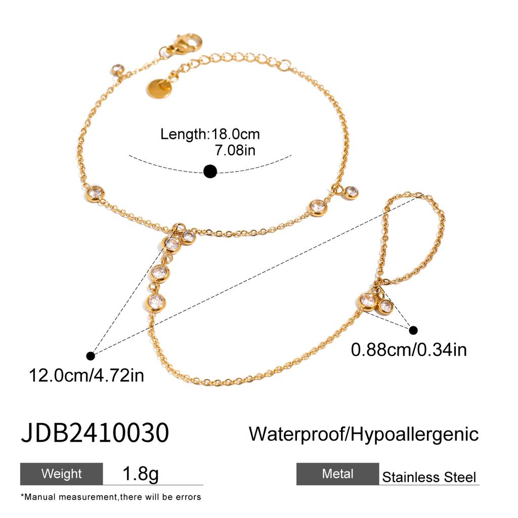 Zora Women's Vacation Style Colorful Natural Stone Crystal Finger Bracelet Gold Plated Stainless Steel Fine Jewelry