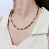 Vintage Elegance: Women's Tiger Eye Natural Stone Choker with Mixed Color Beads