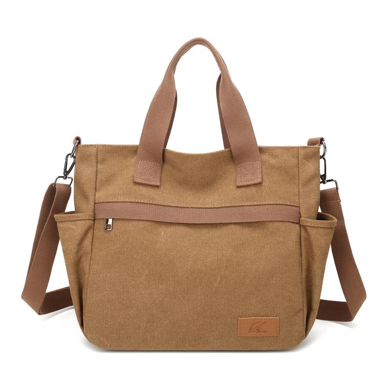 Women's Large Capacity Tote Bag Retro Student Crossbody Bag Canvas Shoulder Bag