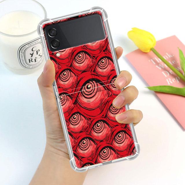 Scary Face Eyes Smiley Case For Samsung Galaxy Z Flip 3 4 5g Funda Z Flip3 Clear Pc Hard Shockproof Back Phone Coque Shell