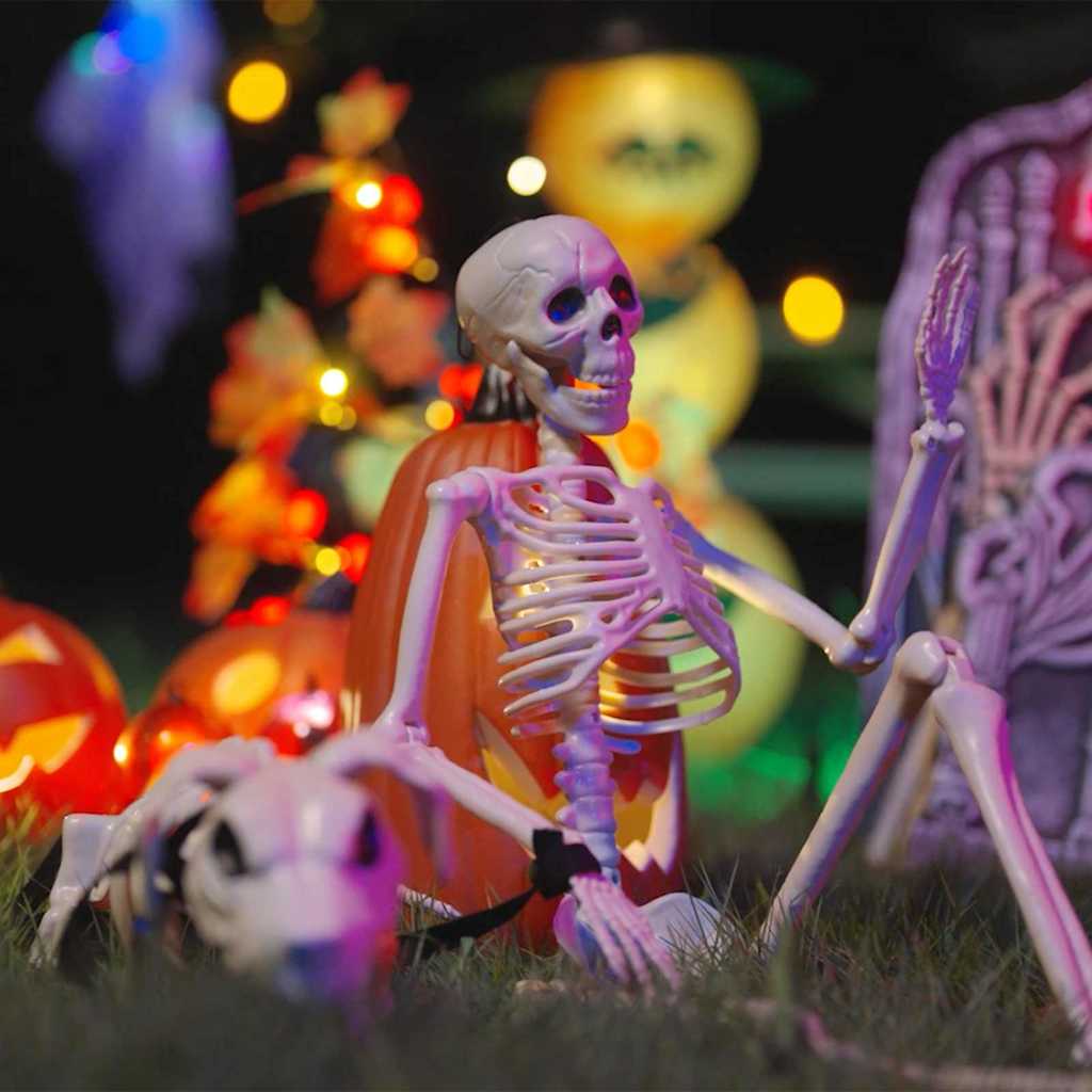 Decoração de Halloween Conjunto de Esqueletos 2 Peças Polipropileno Branco