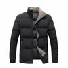 Mens Winter Warm Cotton Puffer Jacket Short Style Stand Collar Loose Fit Zipper Front Daily Wear