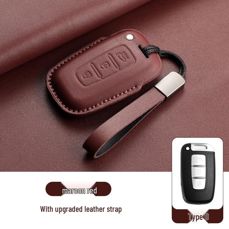 Genuine Leather Key Case for Hyundai Ix35, Santa Fe, Fiesta, Ix25, Elantra, Verna, Mistra