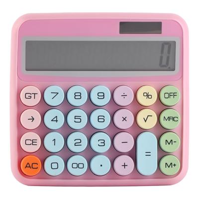 12-stelliger bunter Rechner Mechanische Tastatur Rechner Elektronischer Tischrechner für Zuhause Schule Büro Rosafarben