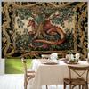 VIKAMA Europäischer Vintage-Wandteppich mit Baum- und Drachenmotiv im mittelalterlichen Hofstil für Wohn- und Esszimmer – Wandbehang für Zuhause