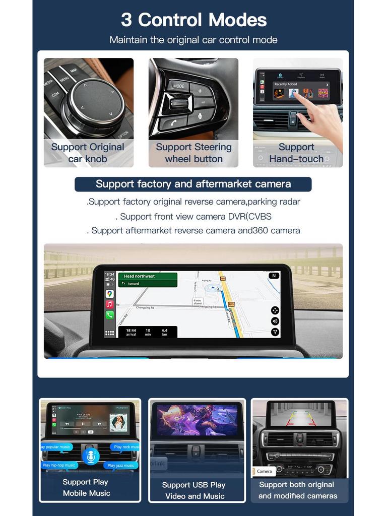 BMW 1-5 Series Wireless Carplay & Android Auto Multimedia Touchscreen