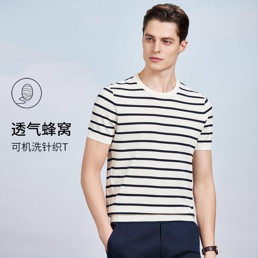 High end White Factory Silk Summer Thin Knitted T-shirt with Mulberry Silk for Men