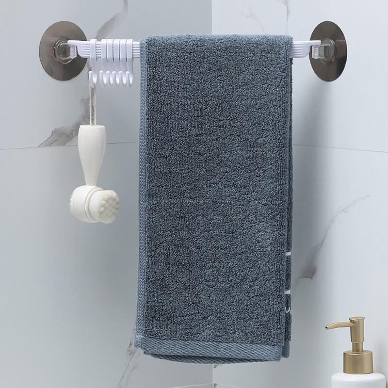Hook Plastic Bathroom Sucker Vacuum Frame Towel Double Adjustable Wall Tool Shelves Flexible Cupboard Holder Hanger Organizer
