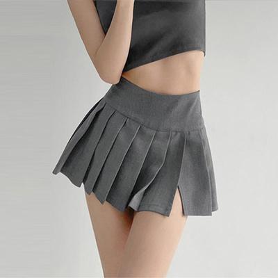 Sexy plissado mini saia para mulheres fenda shorts saia de cintura alta sólida moda estilo coreano roupas femininas y2k streetwear