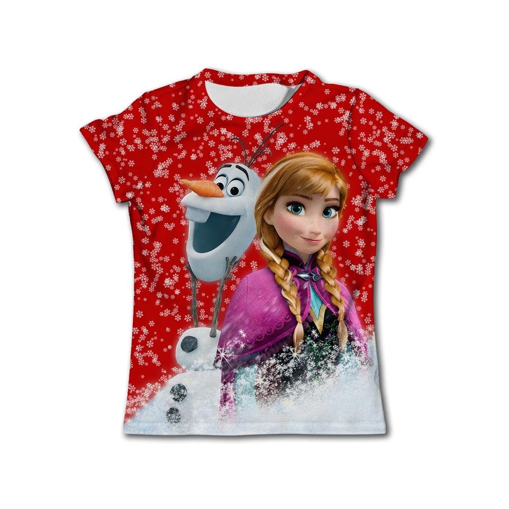 2025 Movie Frozen Anna Elsa 3d Print T Shirt Girl Tops Tees Kids Girls Clothes Children Birthday Party Costume
